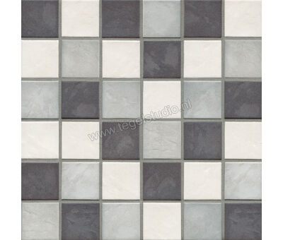 Jasba Village Felsgrau Schiefer Mix 5x5 cm Mozaiek Secura Mat Gestructureerd Ht-Veredeling 3503H | 1