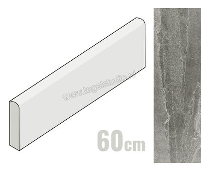 Imola Ceramica X-Rock Grey G 6x60 cm Plint Mat Gestructureerd Naturale X-ROCK BT60G | 1