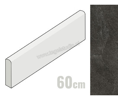 Imola Ceramica X-Rock Black N 6x60 cm Plint Mat Gestructureerd Naturale X-ROCK BT60N | 1