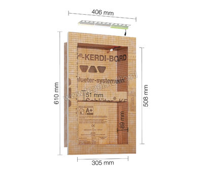 Schlüter Systems KERDI-BOARD-NLT KB12NLTP2AE1 Nische und Ablagefläche für Wandbereiche mit Beleuchtung 305x508x89 mm warmweiss 3000K KB12NLTP2AE1 | 1