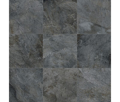 Kronos Ceramiche Rocks Silver Black 60x60 cm Vloertegel / Wandtegel Mat Gestructureerd Naturel KRO7401 | 2