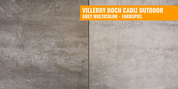 Villeroy & Boch Cadiz Outdoor 20 Grey Multicolor 60x60x2 cm Terrastegel Mat Gestructureerd 2803 BU7M 0 | 142839