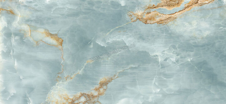  Imola Ceramica The Room Onyx Aqua Blue Gold 120x278 cm Vloertegel / Wandtegel Dikte: 6,5 mm Glanzend Vlak Lappato BLU AQ6 278 LP | 193910