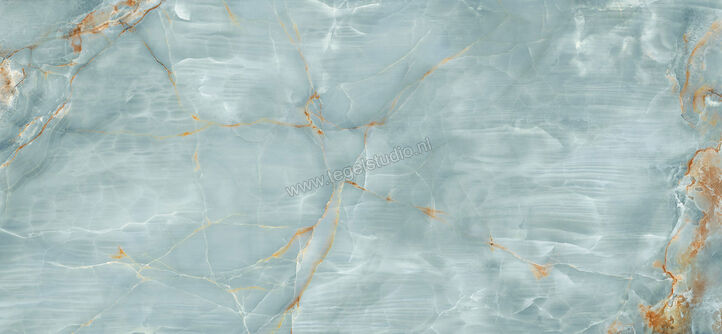  Imola Ceramica The Room Onyx Aqua Blue Gold 120x278 cm Vloertegel / Wandtegel Dikte: 6,5 mm Glanzend Vlak Lappato BLU AQ6 278 LP | 193916