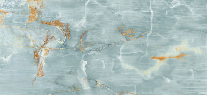  Imola Ceramica The Room Onyx Aqua Blue Gold 120x278 cm Vloertegel / Wandtegel Dikte: 6,5 mm Glanzend Vlak Lappato BLU AQ6 278 LP | 193919