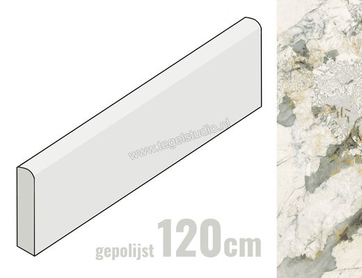 Imola Ceramica The Room quartzite patagonia PAT WH 6x120 cm Plint Glanzend Vlak Lappato PAT WH6 BT120LP | 194600