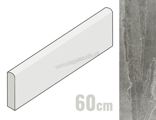 Imola Ceramica X-Rock Grey G 6x60 cm Plint Mat Gestructureerd Naturale X-ROCK BT60G | 196190