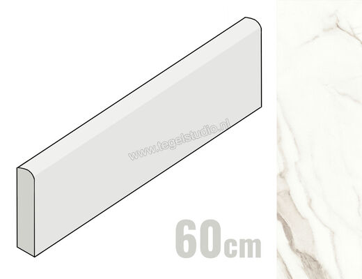 Margres Prestige Calacatta 8x60 cm Plint Mat Vlak Naturale 86PT1 ROD NR | 209562