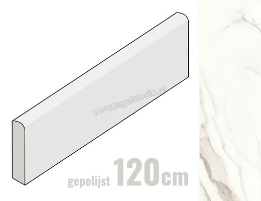 Margres Prestige Calacatta 8x120 cm Plint Glanzend Vlak Polido 812PT1 ROD PL | 209607