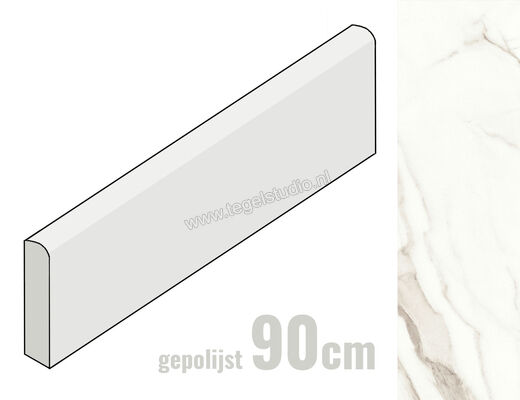 Margres Prestige Calacatta 8x90 cm Plint Glanzend Vlak Polido 89PT1 ROD PL | 209637