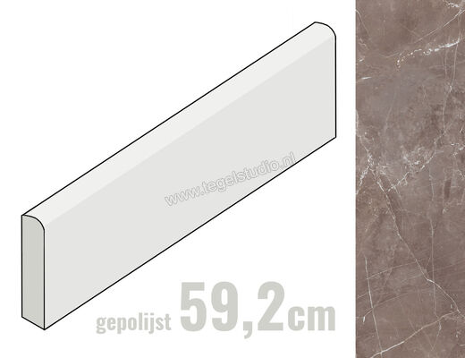 Love Tiles Marble Tortora 8x59.2 cm Plint Glanzend Vlak 661.0025.0371 | 209751
