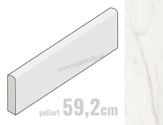 Love Tiles Precious Calacatta 8x59.2 cm Plint Glanzend Vlak 661.0019.001 | 209775