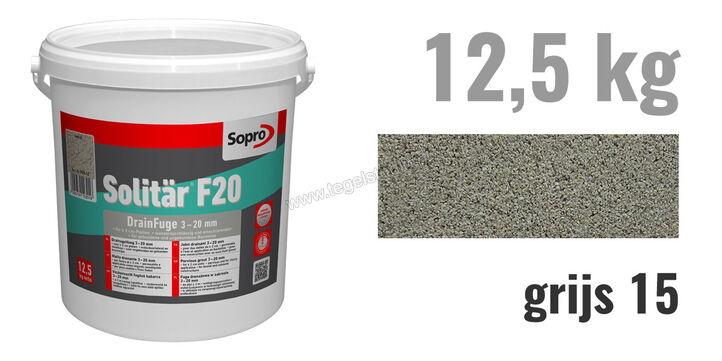  Sopro Bauchemie Solitär F20 Bestrating voegmortel 3-20 mm 12,5 kg Grijs-15 6HS5601512 (1033-12) | 214626