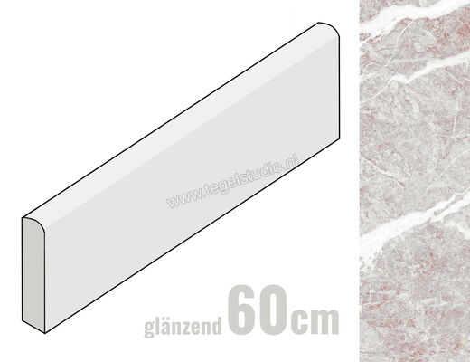 Marazzi Allmarble Fior di Pesco Carnico Lux 7x60 cm Plint Glanzend Vlak Lux MF8C | 225780