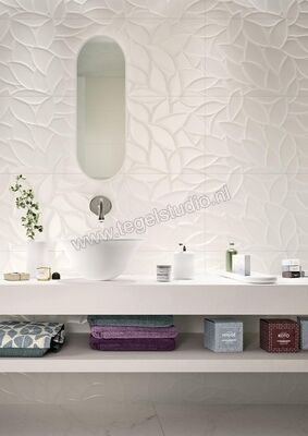 Marazzi Essenziale White 40x120 cm Wandtegel Struttura Flora Satinato Mat Gestructureerd MMFP | 232386
