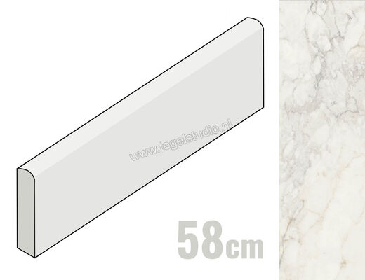 Marazzi MarblePlay Calacatta 7x58 cm Plint Glanzend Vlak Lux M4MH | 233157