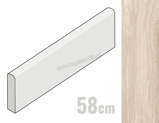 Marazzi MarblePlay Travertino 7x58 cm Plint Glanzend Vlak Lux M4MK | 233163