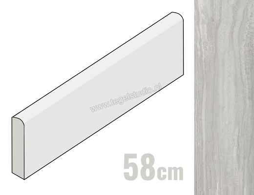 Marazzi MarblePlay Travertino Grigio 7x58 cm Plint Glanzend Vlak Lux M4ML | 233166