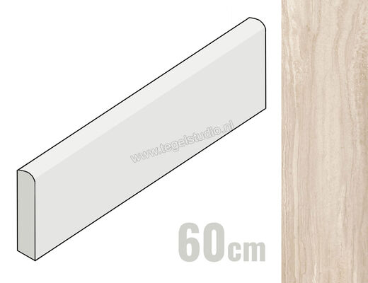 Marazzi MarblePlay Travertino 7x60 cm Plint Mat Vlak Naturale M4MV | 233187