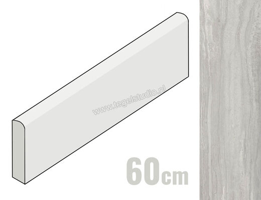 Marazzi MarblePlay Travertino Grigio 7x60 cm Plint Mat Vlak Naturale M4MW | 233190