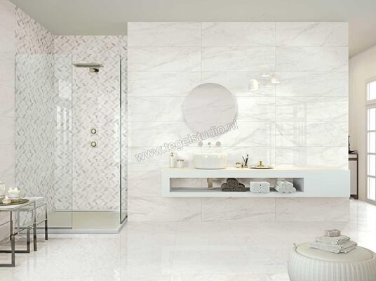 Marazzi MarblePlay White 30x90 cm Wandtegel Glanzend Vlak Lux M4NU | 233262