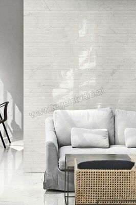 Marazzi MarblePlay Statuarietto 30x90 cm Wandtegel Struttura Mikado 3D Glanzend Gestructureerd Lux M4P3 | 233463