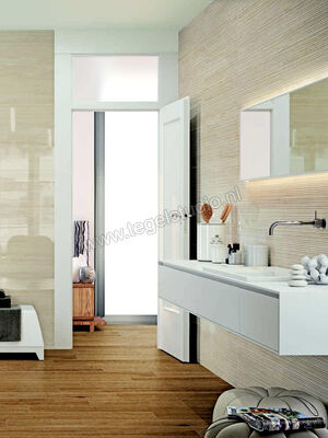 Marazzi MarblePlay Travertino 30x90 cm Wandtegel Struttura Mikado 3D Glanzend Gestructureerd Lux M4P7 | 233649