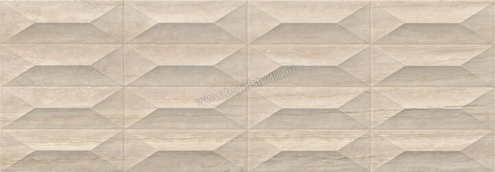 Marazzi MarblePlay Travertino 30x90 cm Wandtegel Struttura Gem 3D Glanzend Gestructureerd Lux M4PG | 233928