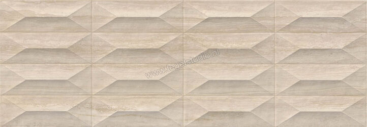 Marazzi MarblePlay Travertino 30x90 cm Wandtegel Struttura Gem 3D Glanzend Gestructureerd Lux M4PG | 233940