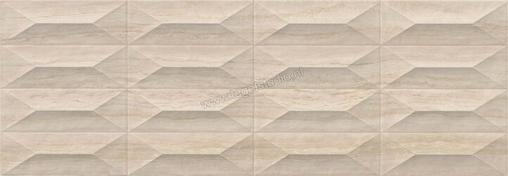 Marazzi MarblePlay Travertino 30x90 cm Wandtegel Struttura Gem 3D Glanzend Gestructureerd Lux M4PG | 233943