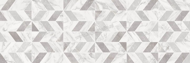 Marazzi MarblePlay White 30x90 cm Wandtegel Decoro Naos White Glanzend Vlak Lux M4PK | 233973