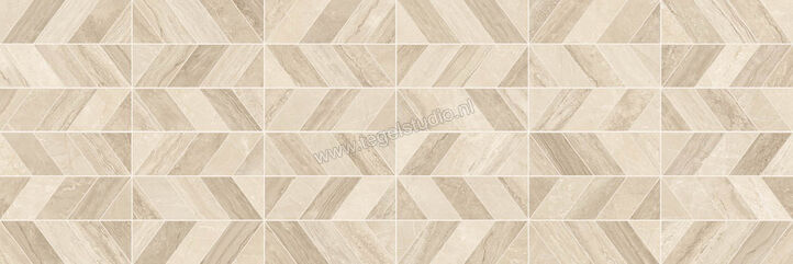 Marazzi MarblePlay Travertino 30x90 cm Wandtegel Decoro Travertino Glanzend Vlak Lux M4PM | 233979