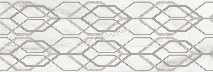 Marazzi MarblePlay White 30x90 cm Wandtegel Decoro Net White Glanzend Vlak Lux M4PZ | 234003