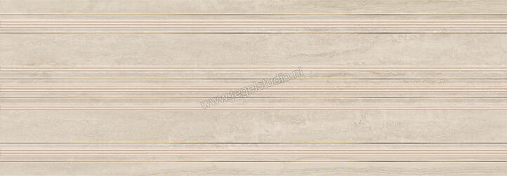 Marazzi MarblePlay Travertino 30x90 cm Wandtegel Decoro Classic Travertino Glanzend Vlak Lux M5LK | 234024