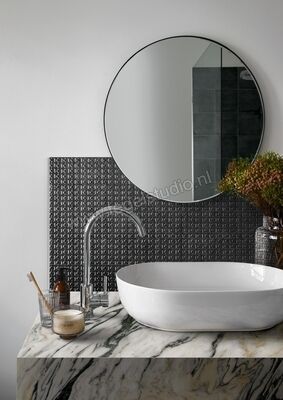  Marazzi Memoria Nero 15x15 cm Decor Struttura Stamp 3D Semi-Matt Mat Gestructureerd Semi-Matt MAYC | 234993