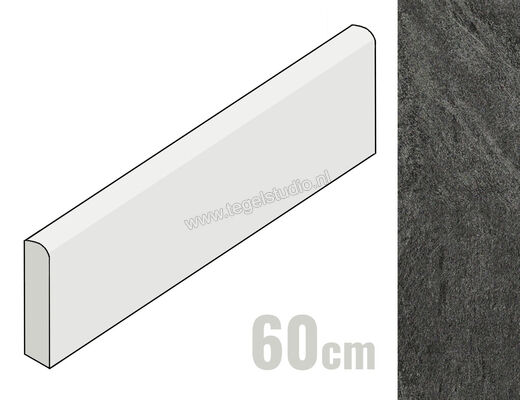 Marazzi Mystone - Quarzite Black 7x60 cm Plint Mat Gestructureerd Naturale M0QC | 239442