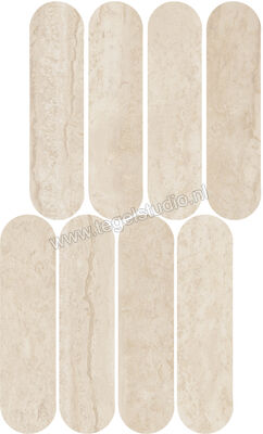  Marazzi Mystone - Travertino Navona 20x365 cm Mozaiek Ovale Lux Glanzend Gestructureerd Lux M9PJ | 239919