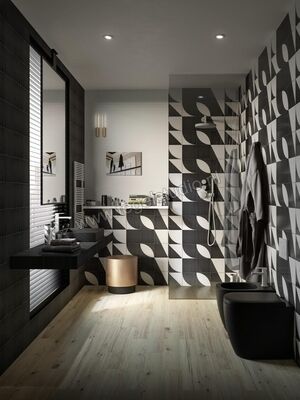  Marazzi Scenario Nero 20x20 cm Vloertegel / Wandtegel Decoro Mix Nero Mat Vlak Naturale M8RK | 242127