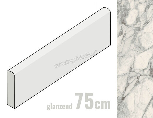 Marazzi Allmarble Calacatta Extra Lux 7x75 cm Plint Glanzend Vlak Lux M425 | 248096