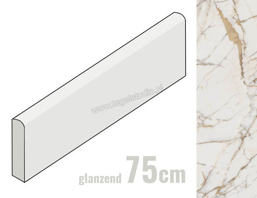 Marazzi Allmarble Golden White Lux 7x75 cm Plint Glanzend Vlak Lux M4GF | 248111