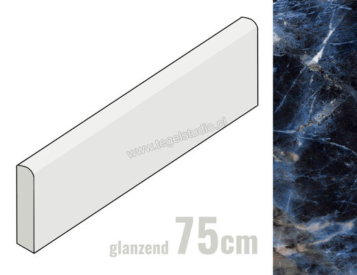 Marazzi Allmarble Sodalite Blu Lux 7x75 cm Plint Glanzend Vlak Lux M9ML | 248114