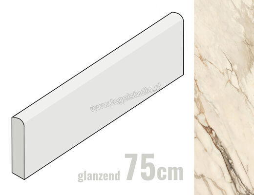 Marazzi Allmarble Calcatta Vena Vecchia Lux 7x75 cm Plint Glanzend Vlak Lux MF06 | 248120