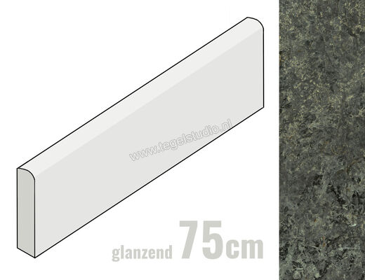 Marazzi Allmarble Quarzo Bluegrey Lux 7x75 cm Plint Glanzend Vlak Lux MF08 | 248126