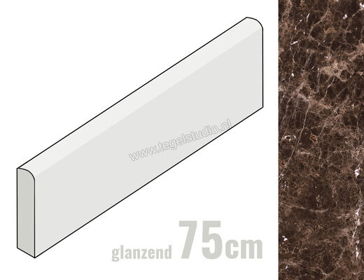 Marazzi Allmarble Emperador Lux 7x75 cm Plint Glanzend Vlak Lux MF0D | 248132