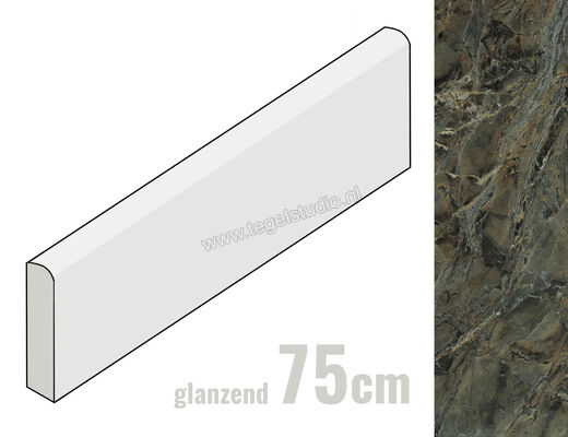 Marazzi Allmarble Verde Borgogna Lux 7x75 cm Plint Glanzend Vlak Lux MF0F | 248138