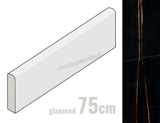 Marazzi Allmarble Sahara Noir Lux 7x75 cm Plint Glanzend Vlak Lux MF0G | 248141