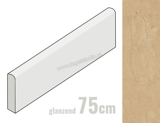 Marazzi Allmarble Crema Marfil Lux 7x75 cm Plint Glanzend Vlak Lux MF0H | 248144