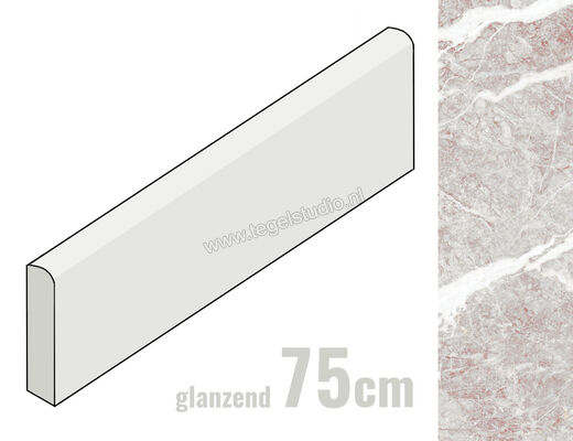 Marazzi Allmarble Fior Di Pesco Carnico Lux 7x75 cm Plint Glanzend Vlak Lux MF0K | 248150