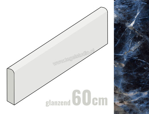 Marazzi Allmarble Sodalite Blu Lux 7x60 cm Plint Glanzend Vlak Lux M9MP | 248198