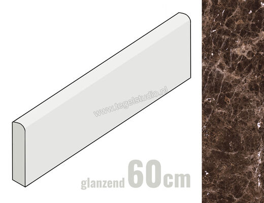 Marazzi Allmarble Emperador Lux 7x60 cm Plint Glanzend Vlak Lux MF0T | 248240